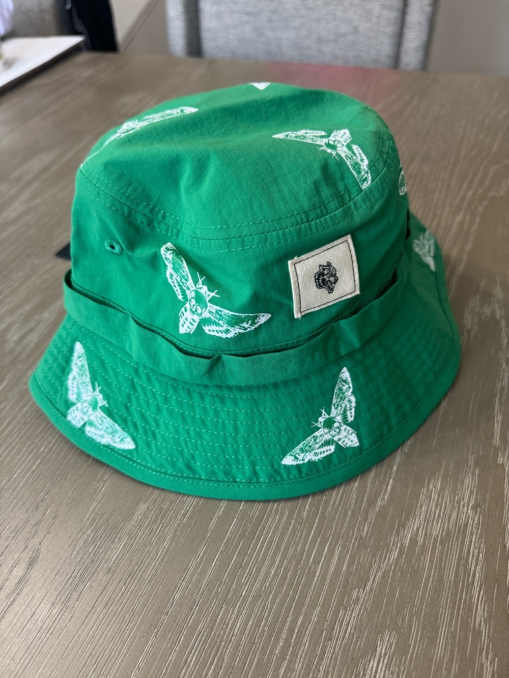 Darc Sport Green Bucket Hat with White Death Moth Prints
